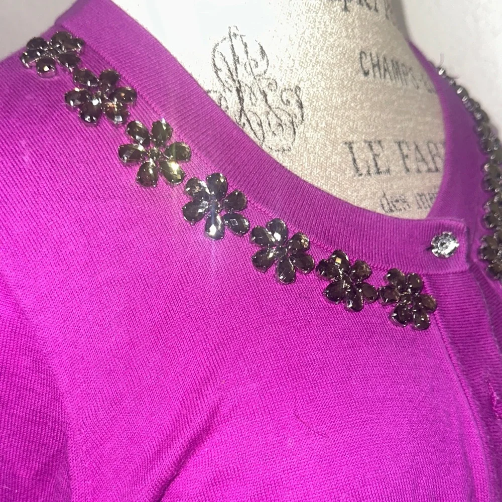 Purple‎ Pink Cardigan with Embellished Bling Collar